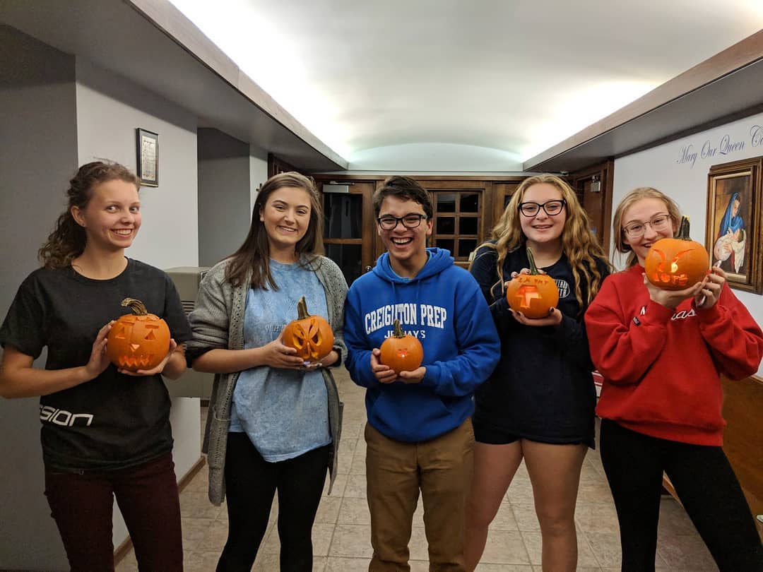 mary our queen youth group pumpkin carving